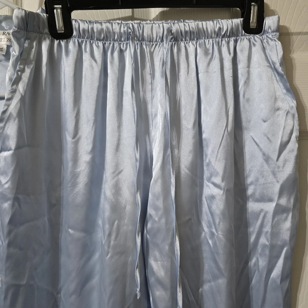 Rachel Zoe Satin Pajama Set, Light Blue w/Lace Detail, Bridal, Feminine, EUC!